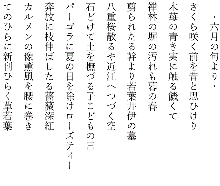 藤田直子の代表句2023年6月