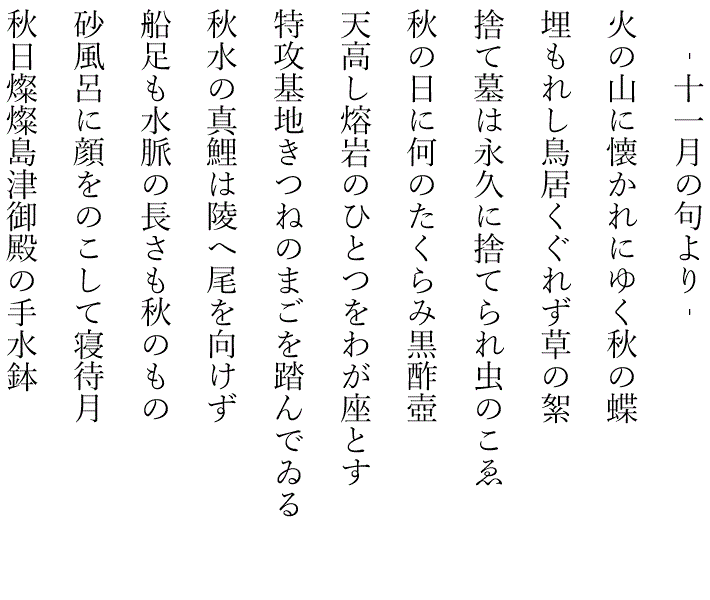 藤田直子の代表句2023年11月