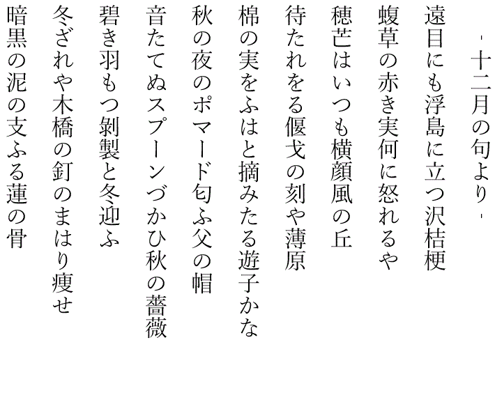 藤田直子の代表句2023年12月