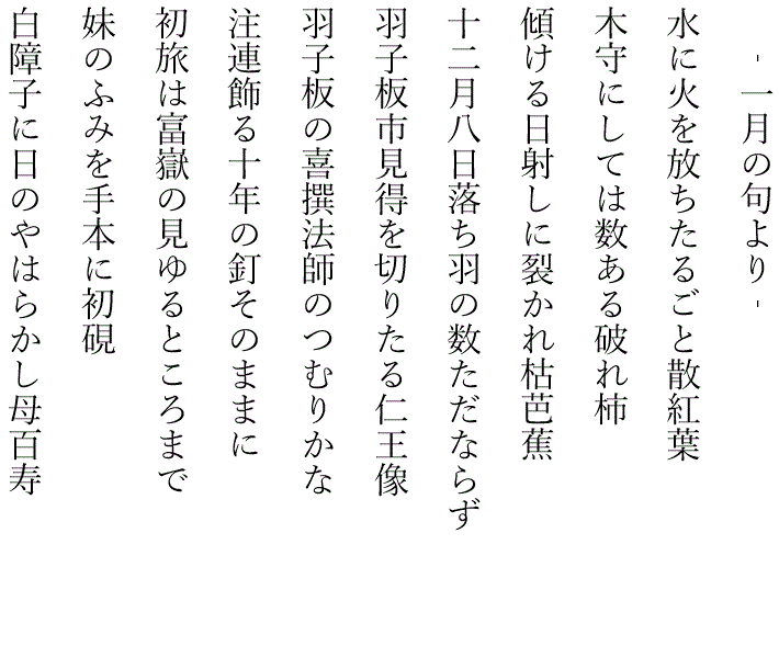 藤田直子の代表句2024年1月