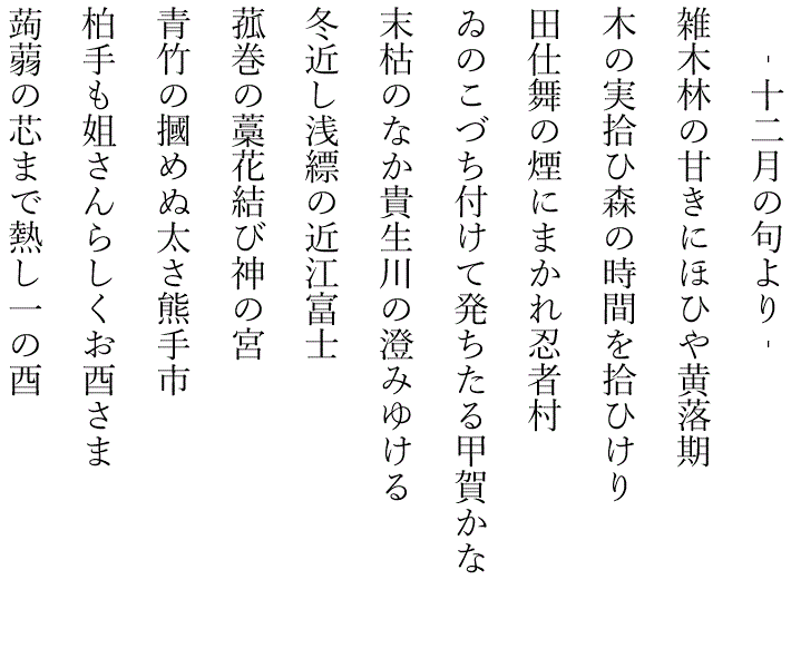 藤田直子の代表句2024年12月