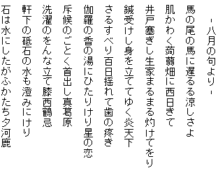 藤田直子の代表句2013年8月