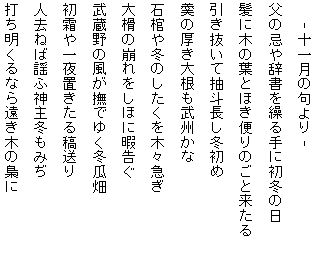 藤田直子の代表句2013年11月