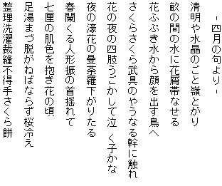 藤田直子の代表句2015年4月